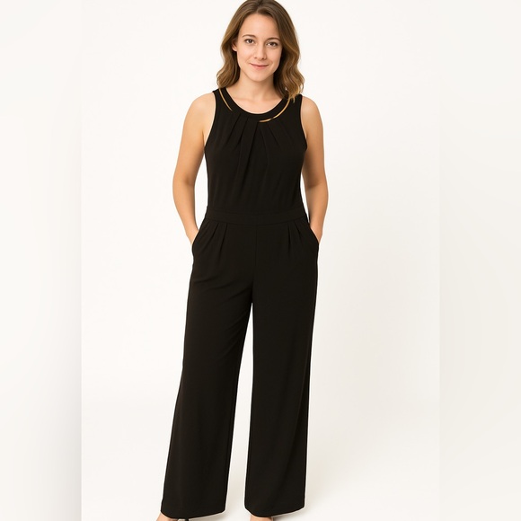 Roz & Ali Sleeveless Wide Leg Navy Blue Jumpsuit Size 18W - Picture 1 of 7